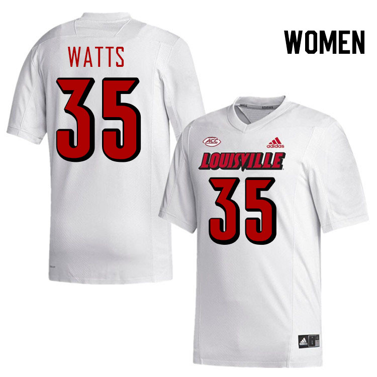 Women #35 Antonio Watts Louisville Cardinals College Football Jerseys Stitched-White